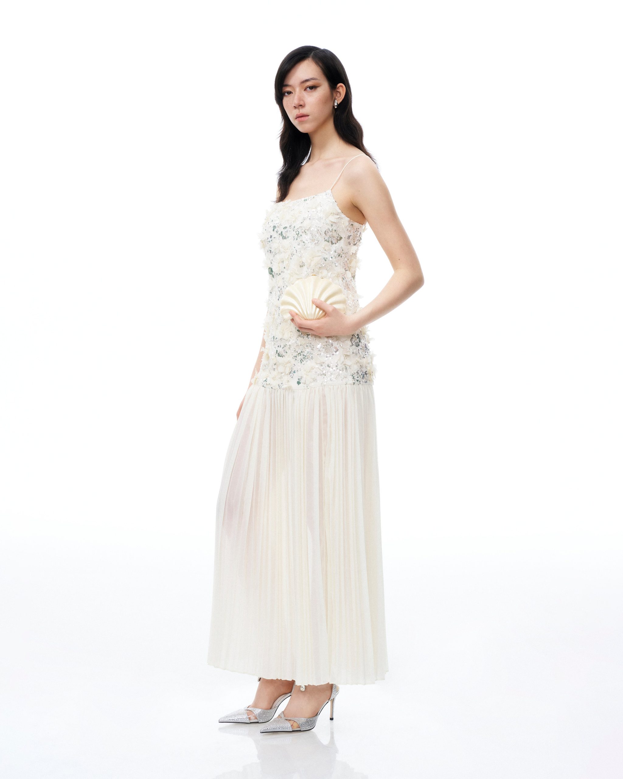 Galadriel 3D Floral Sequin Maxi Dress - White - Image 5
