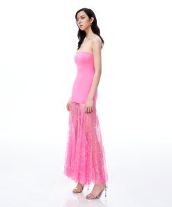 Alternative view of Evadne Floral Lace Dress - Pink