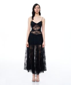 Indigo Floral Lace Dress - Black