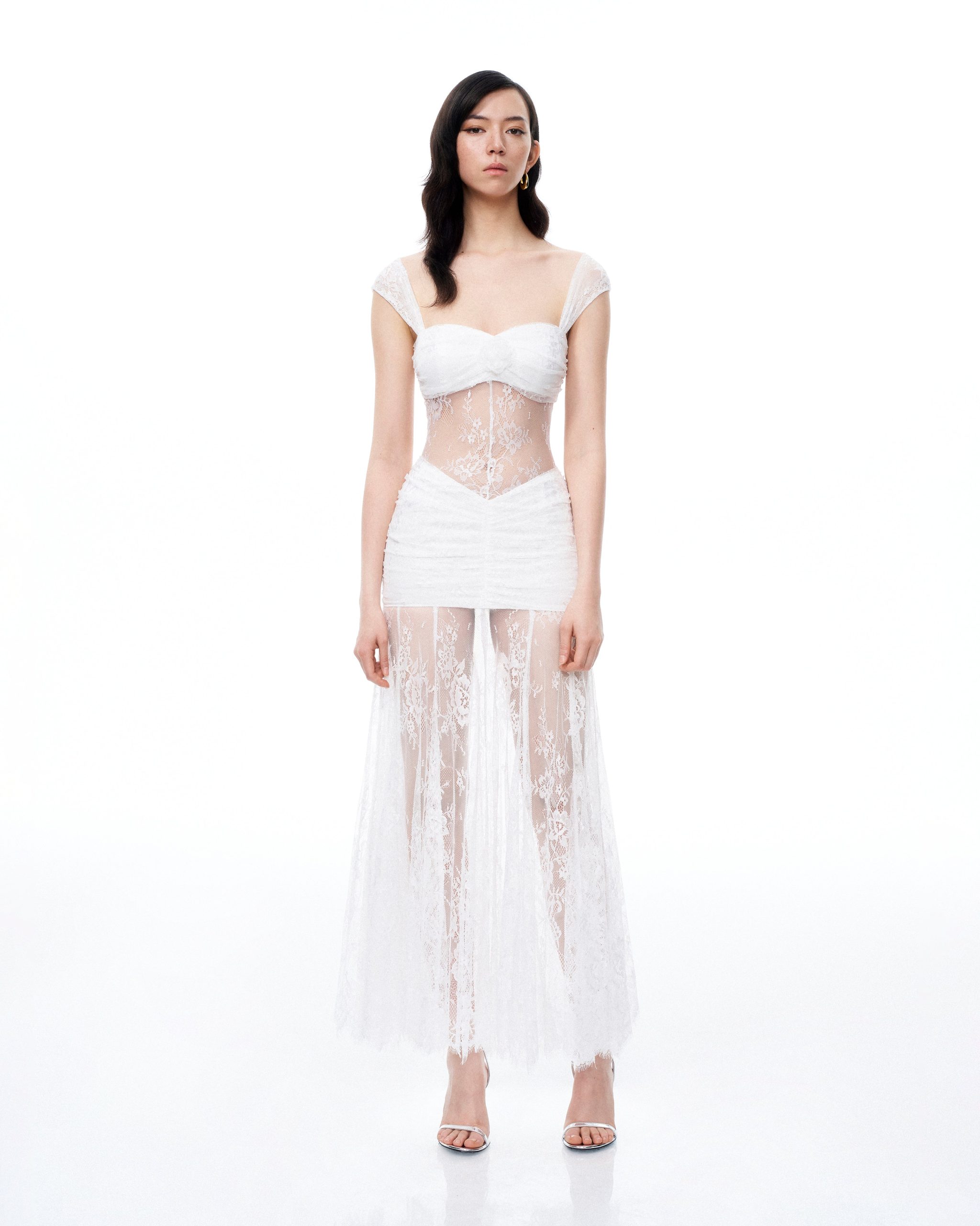 Fiorentina 3D Floral Lace Dress - White