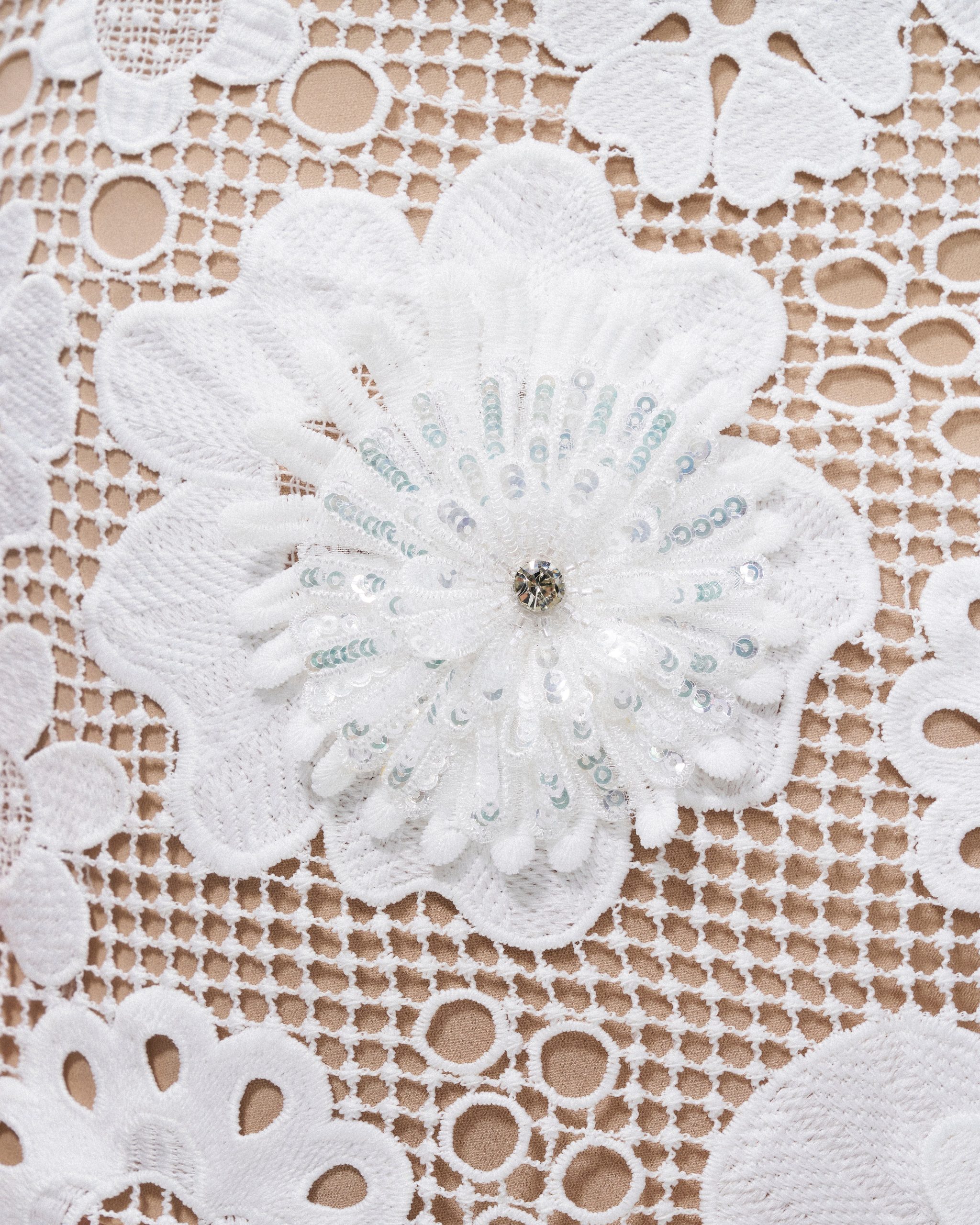 Leander Embroidered Lace Mini Dress - White - Image 7