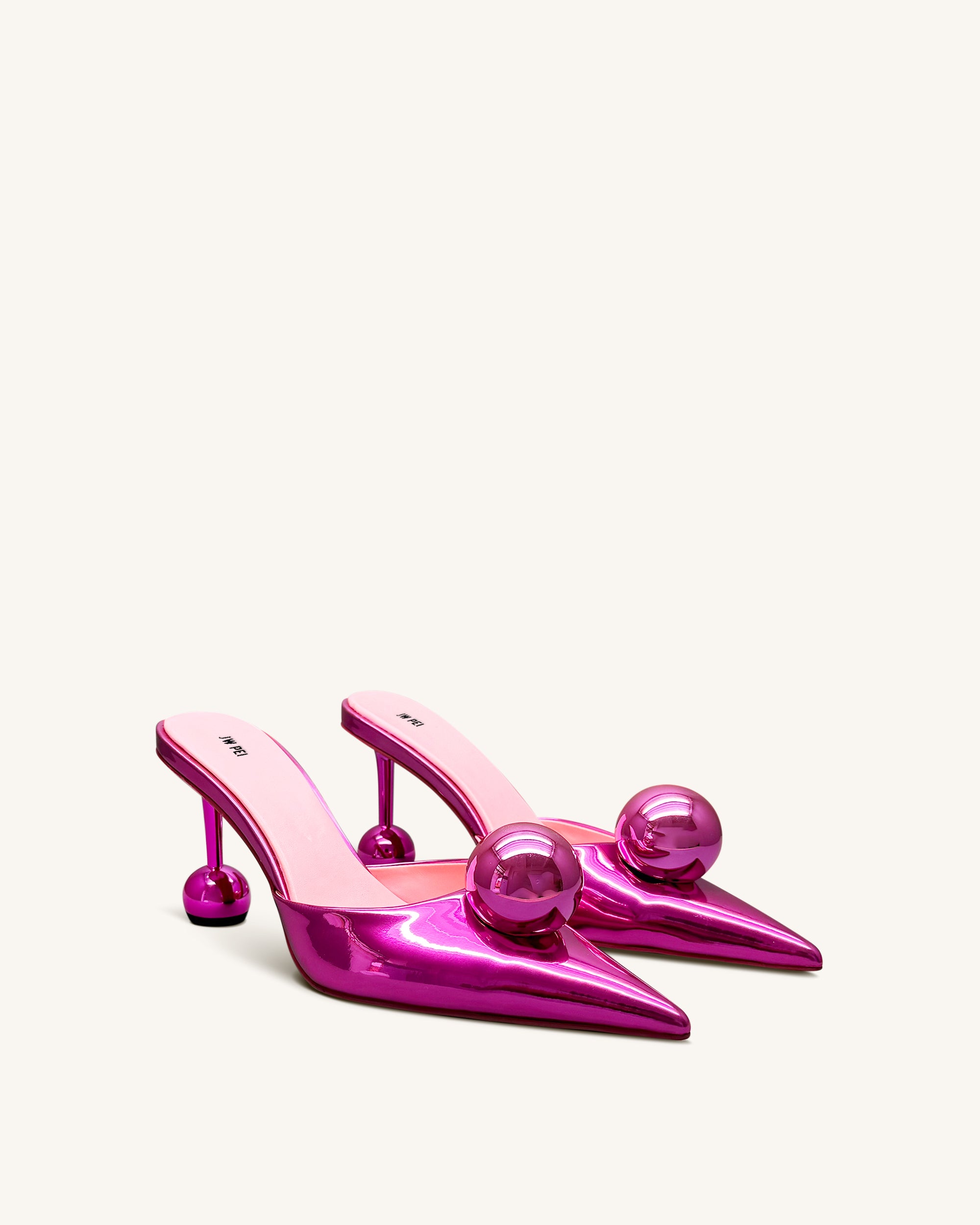 Sofia Sphere Heel Mules - Rose Red - Image 3