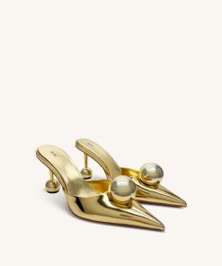 Alternative view of Sofia Sphere Heel Mules - Gold
