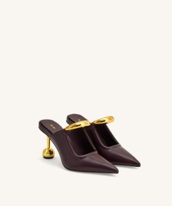 Alternative view of Sofia Metal Accent Sphere Heel Mules - Deep Burgundy
