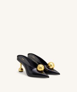 Alternative view of Sofia Angled Vamp Heel Mules - Black & Gold