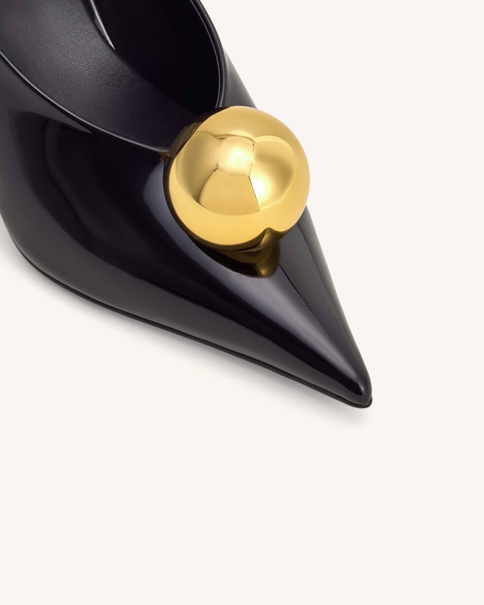 Sofia Angled Vamp Heel Mules - Black & Gold - Image 5