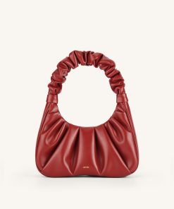 Gabbi Ruched Hobo Handbag - Chili
