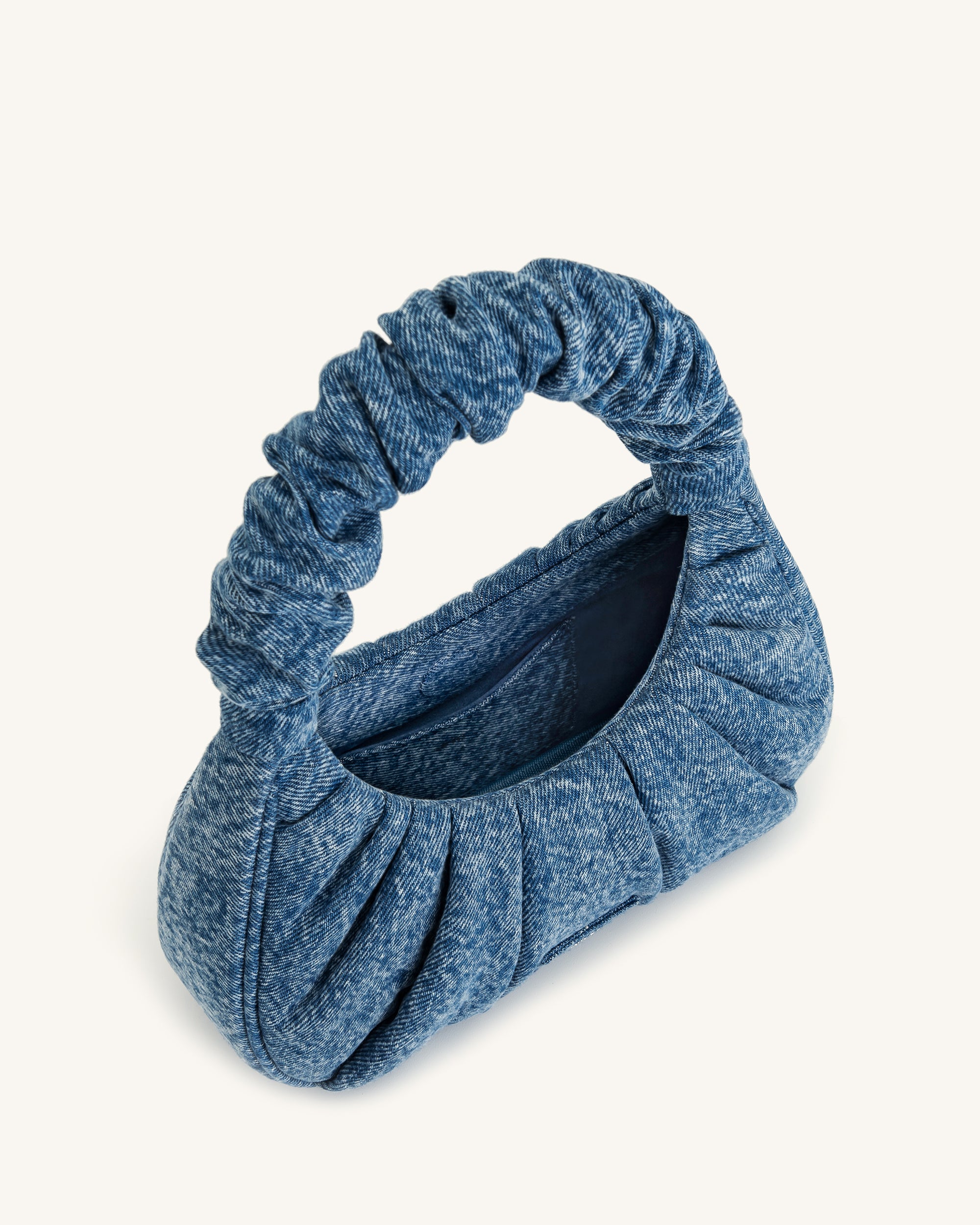 Gabbi Denim Ruched Hobo Handbag - Blue - Image 4