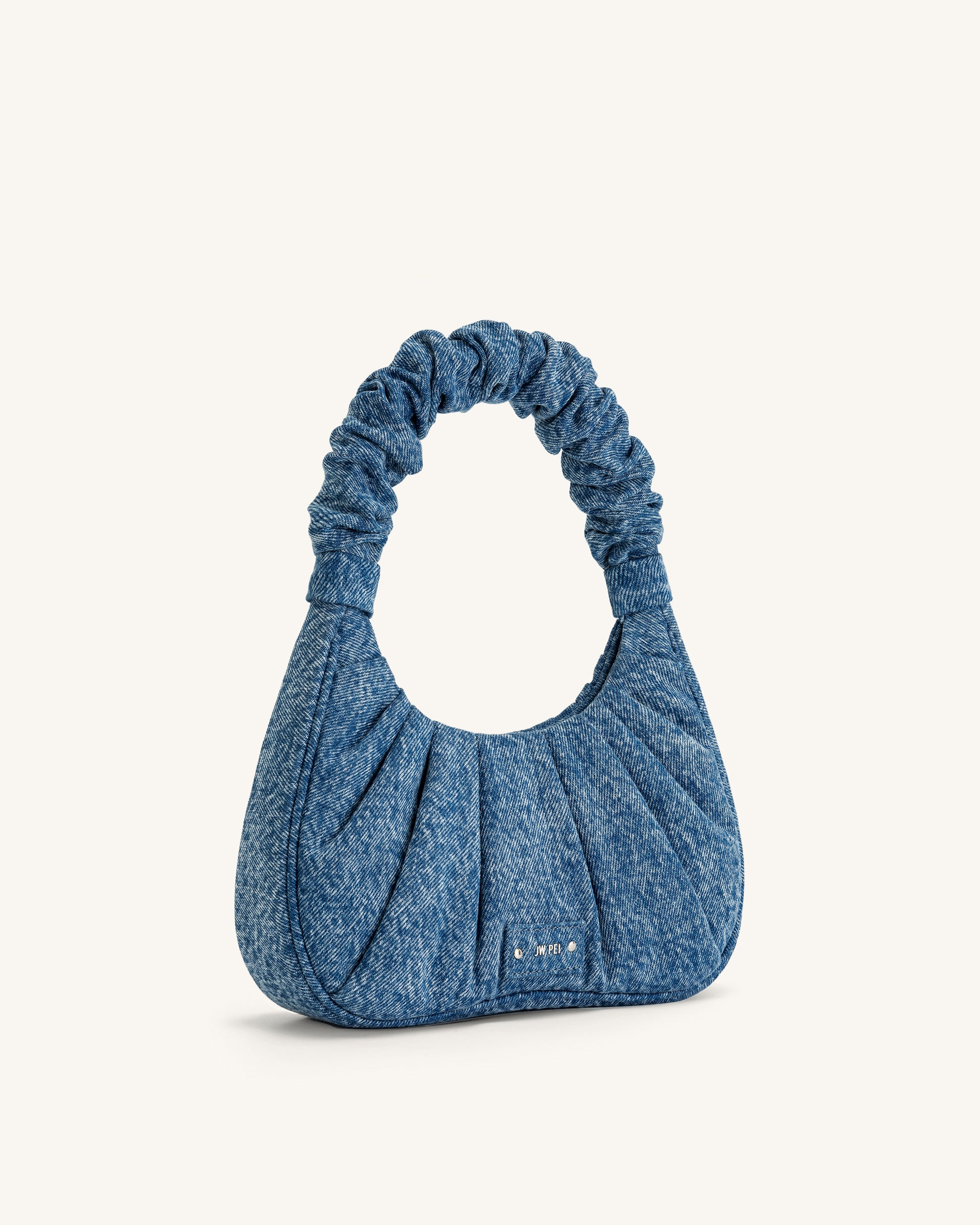 Gabbi Denim Ruched Hobo Handbag - Blue - Image 2