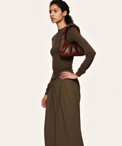 Alternative view of Gabbi Ruched Hobo Handbag - Umber