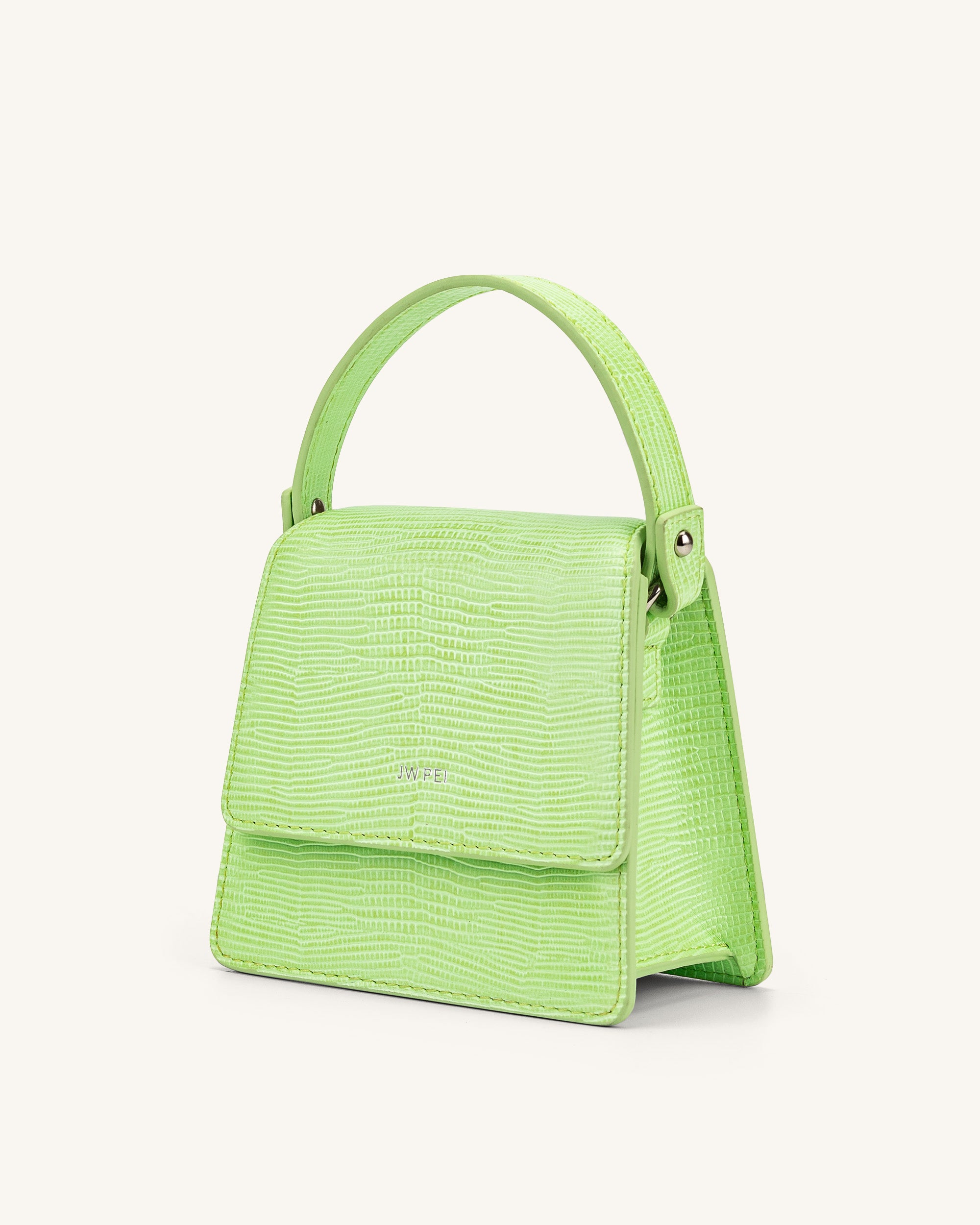 Fae Mini Top Handle Bag - Lime Green Lizard - Image 2
