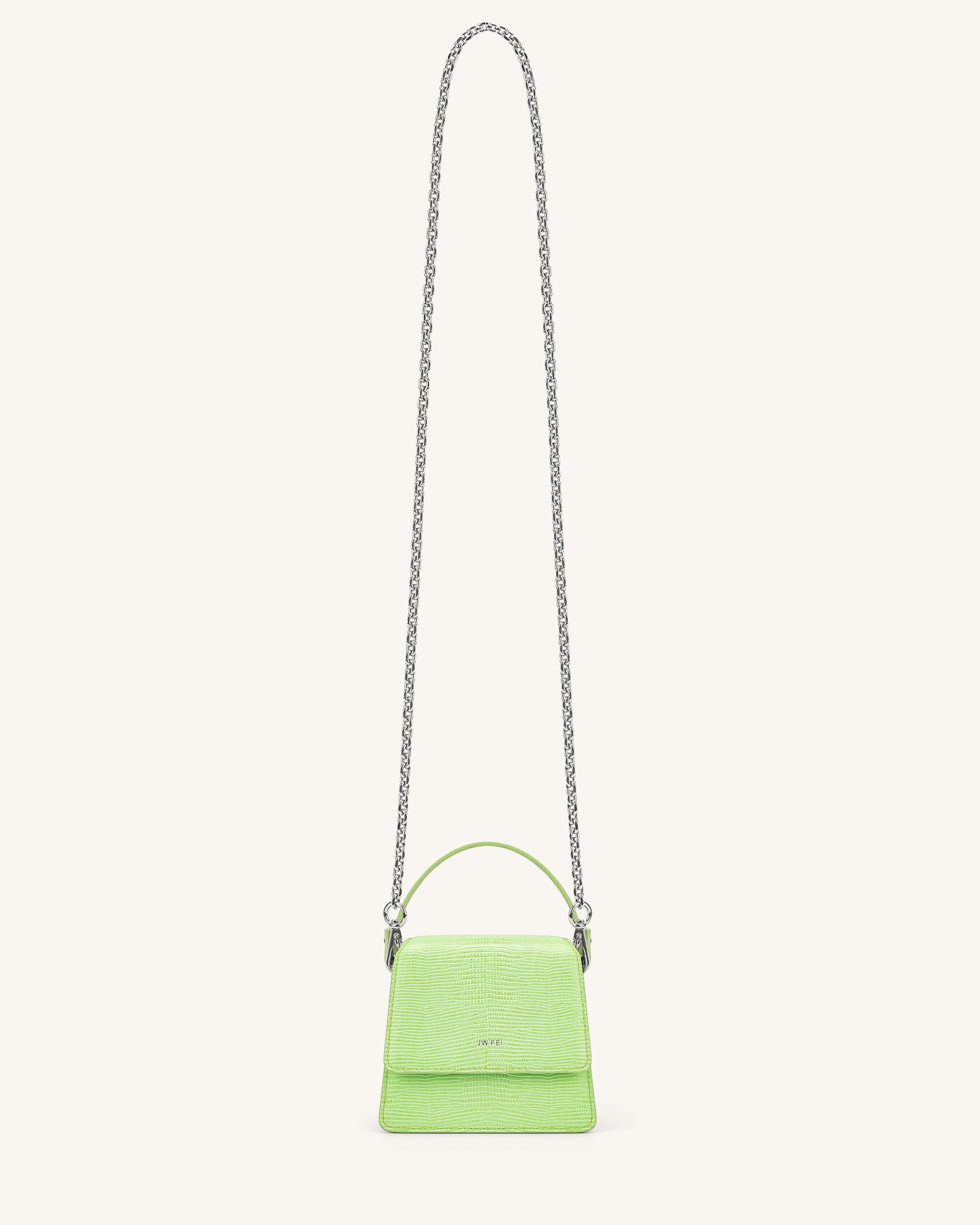 Fae Mini Top Handle Bag - Lime Green Lizard - Image 4
