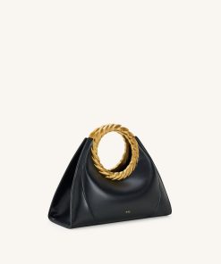 Alternative view of Amiya Leaf Handle Sculpture Bag - Black