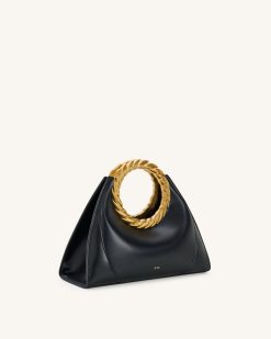 Alternative view of Amiya Leaf Handle Sculpture Bag - Black