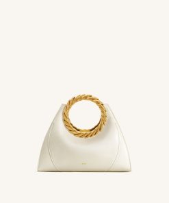 Amiya Leaf Handle Sculpture Bag - White