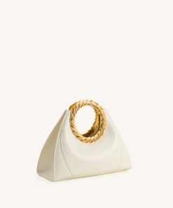 Alternative view of Amiya Leaf Handle Sculpture Bag - White