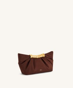 Alternative view of Leia Pleated Clutch - Dark Brown
