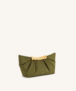Alternative view of Leia Pleated Clutch - Dark Olive