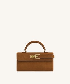 Keyla Faux Suede Top Handle Bag - Brown