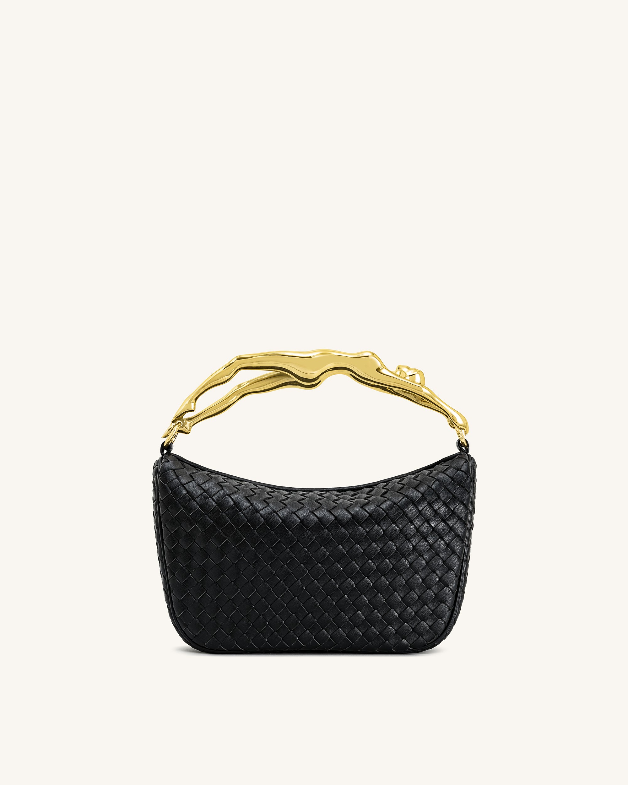 Jenny Woven Human-shaped Handle Handbag - Black - Image 4