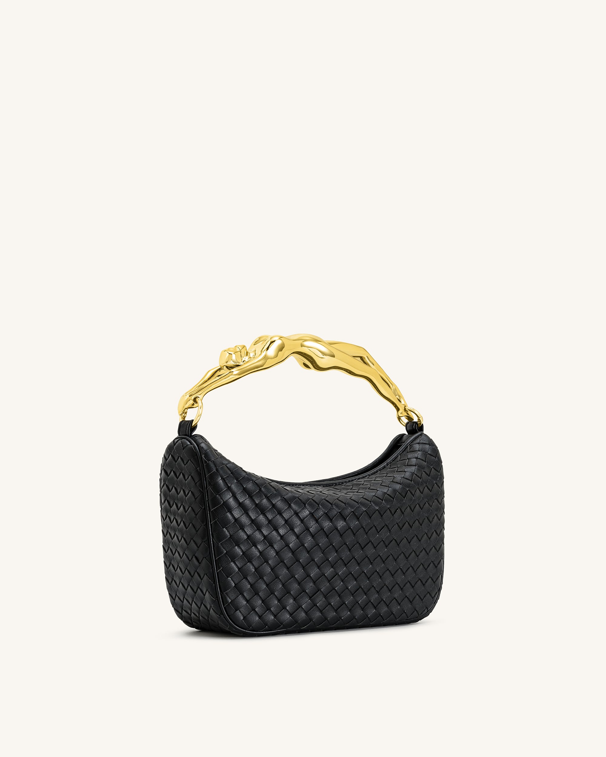 Jenny Woven Human-shaped Handle Handbag - Black - Image 3