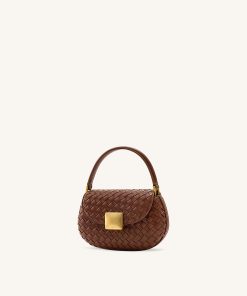 Alternative view of Zuri Hand Woven Round Top Handle Bag - Brown