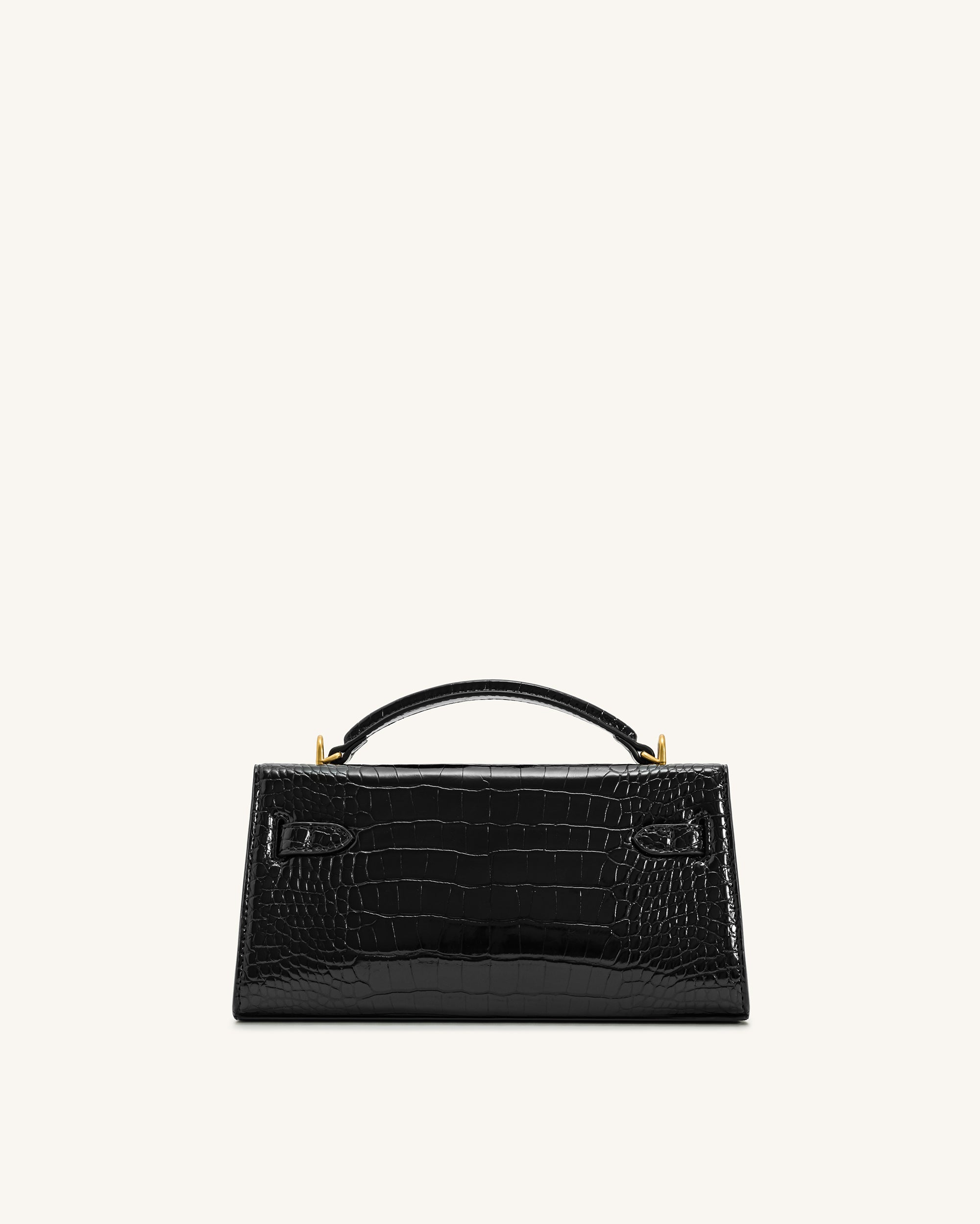 Noor Top Handle Bag - Black Croc - Image 3