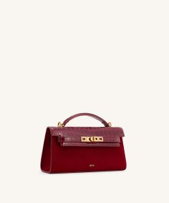 Alternative view of Noor Faux Suede Top Handle Bag - Red