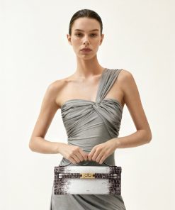 Alternative view of Bria Structured Top Handle Bag - White Croc