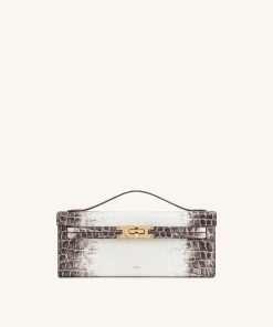 Bria Structured Top Handle Bag - White Croc
