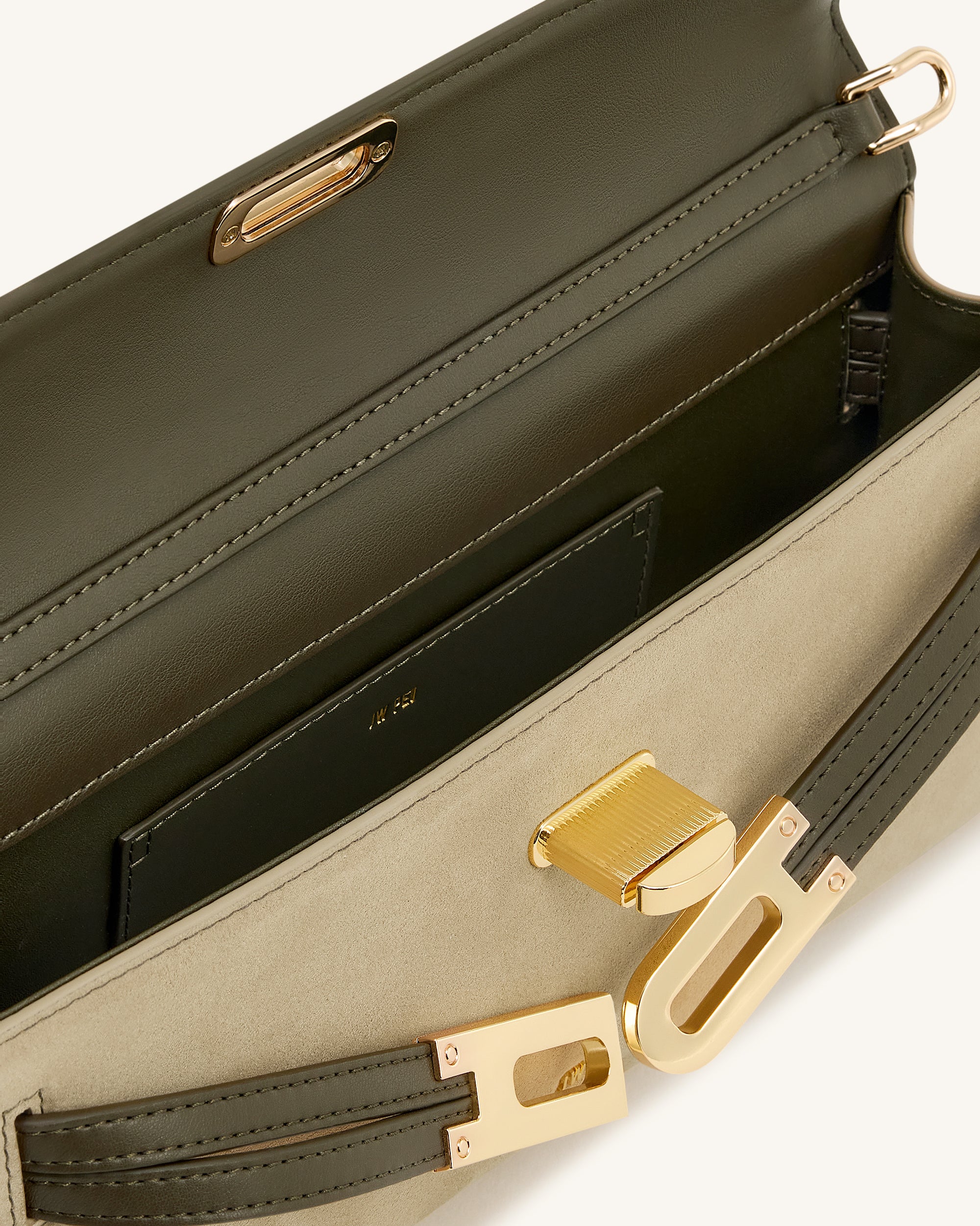 Bria Faux Suede Structured Top Handle Bag - Dark Olive - Image 4