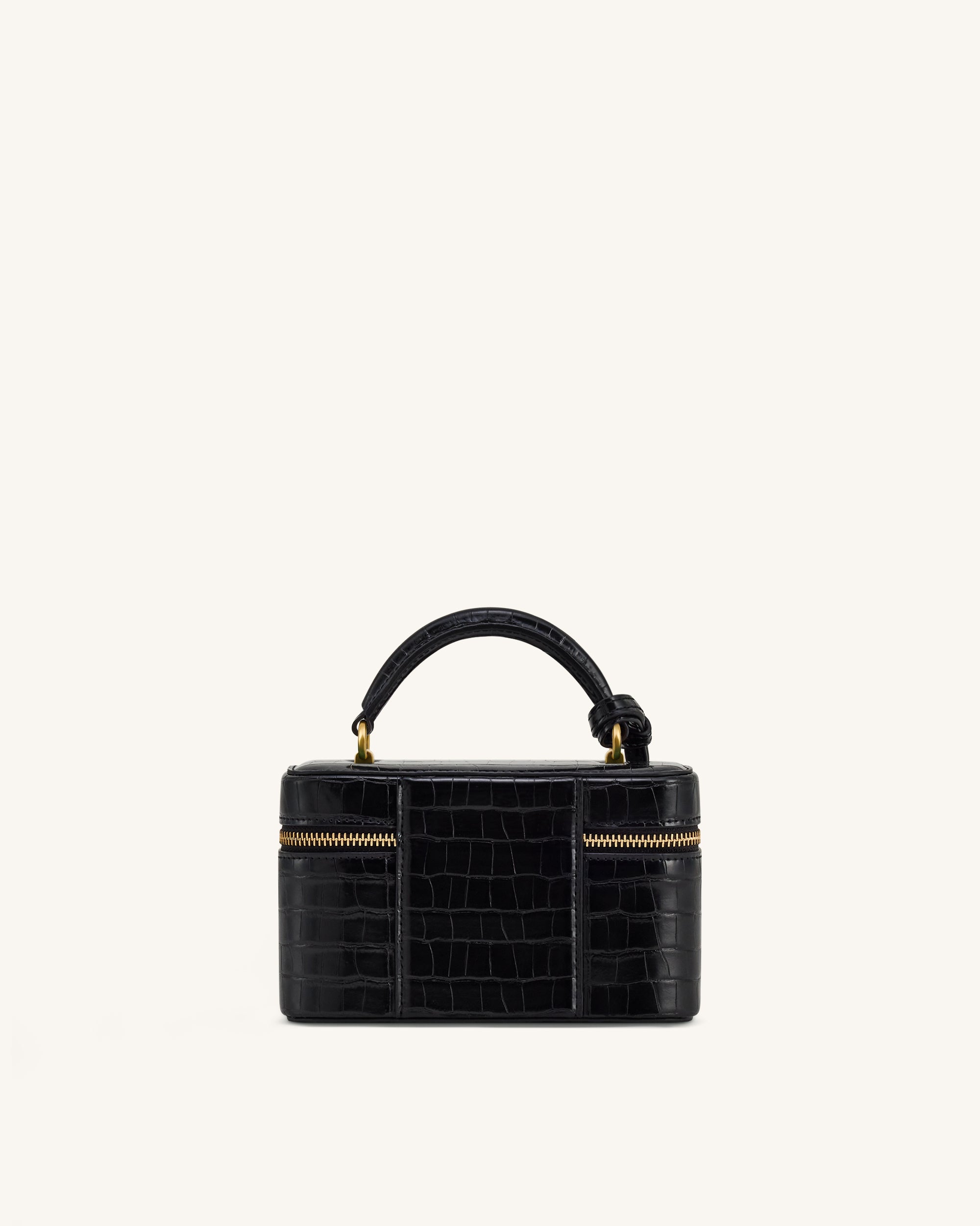 Cleo Box Shape Top Handle Bag - Black Croc - Image 4