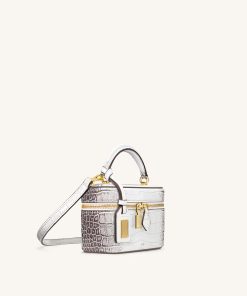 Alternative view of Cleo Box Shape Top Handle Bag - White Croc