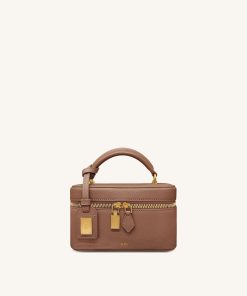 Cleo Box Shape Top Handle Bag - Brown