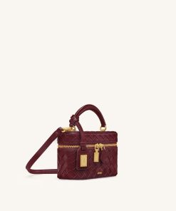 Alternative view of Cleo Woven Texture Box Shape Top Handle Bag - Claret
