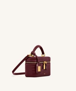 Alternative view of Cleo Box Shape Top Handle Bag - Claret Croc