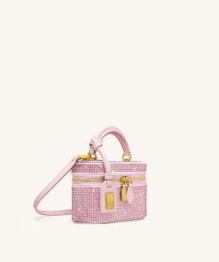 Alternative view of Cleo Artificial Crystal Box Shape Top Handle Bag - Pink
