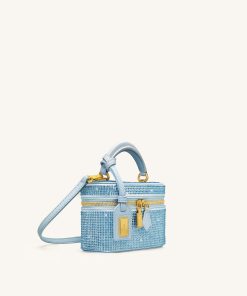 Alternative view of Cleo Artificial Crystal Box Shape Top Handle Bag - Blue