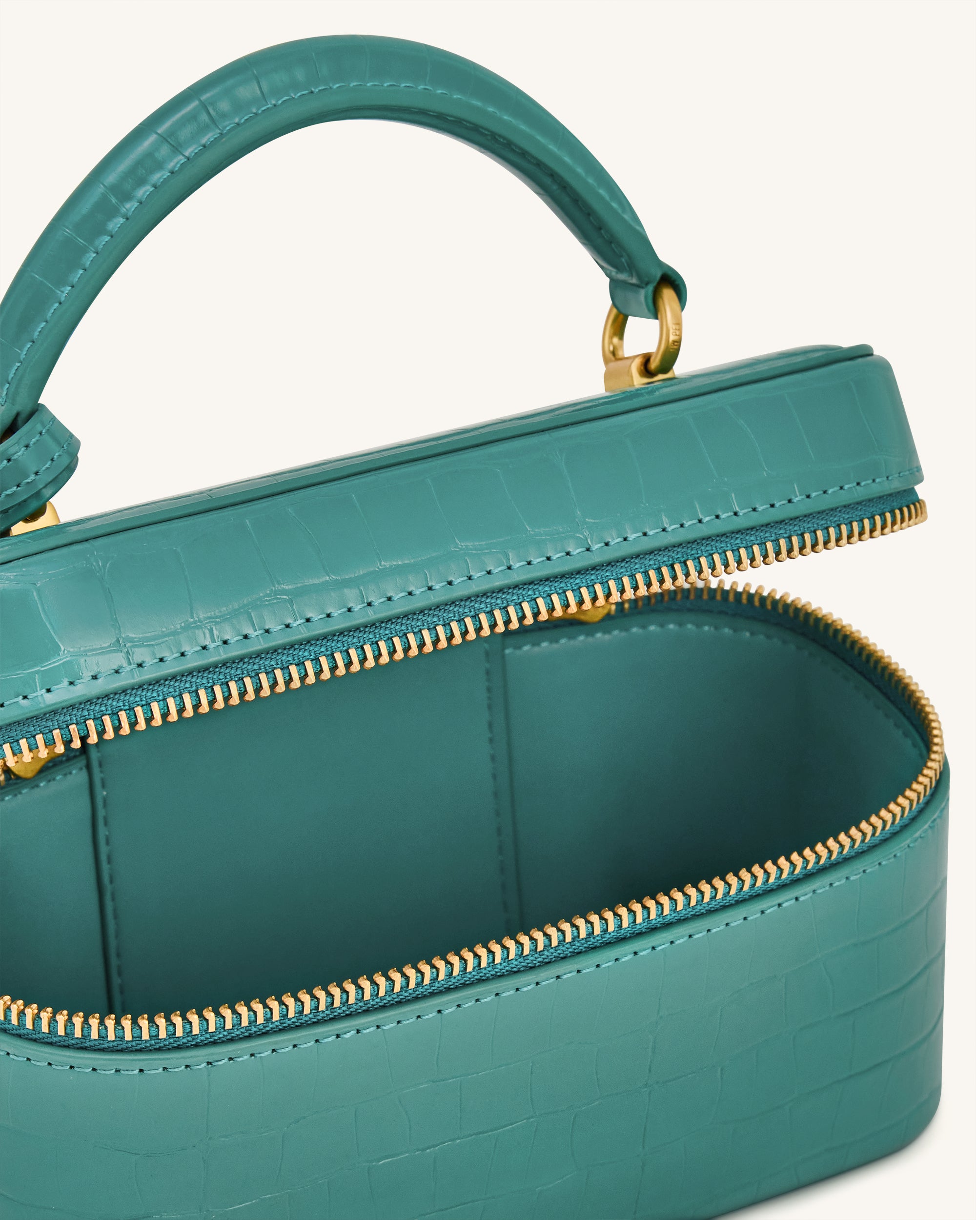 Cleo Box Shape Top Handle Bag - Green Croc - Image 4