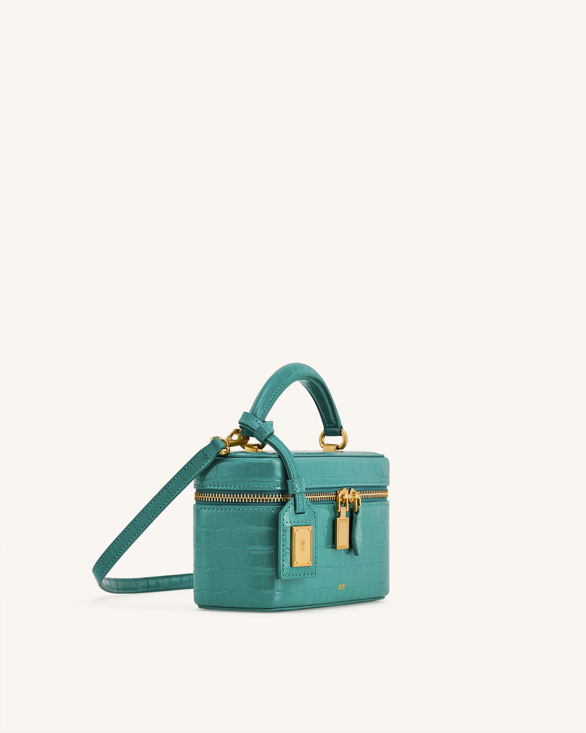 Cleo Box Shape Top Handle Bag - Green Croc - Image 2