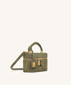Alternative view of Cleo Woven Texture Box Shape Top Handle Bag - Olive Green