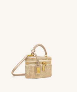Alternative view of Cleo Artificial Crystal Box Shape Top Handle Bag - Champagne