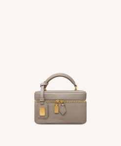 Cleo Box Shape Top Handle Bag - Taupe