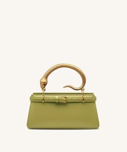 Elena Snake Handle Top Handle Bag - Matcha Green