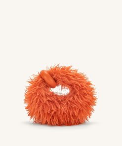 Abacus Faux Fur Mini Top Handle Bag - Orange