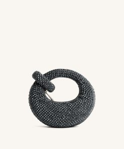 Abacus Artificial Crystal Mini Top Handle Bag - Anthracite