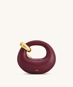 Abacus Faux Snake-Effect Mini Top Handle Bag - Burgundy