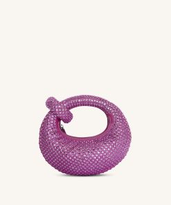 Abacus Artificial Crystal Mini Top Handle Bag - Purple