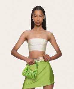 Alternative view of Gabbi Artificial Crystal Medium Ruched Hobo Handbag - Green