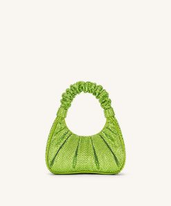 Gabbi Artificial Crystal Medium Ruched Hobo Handbag - Green